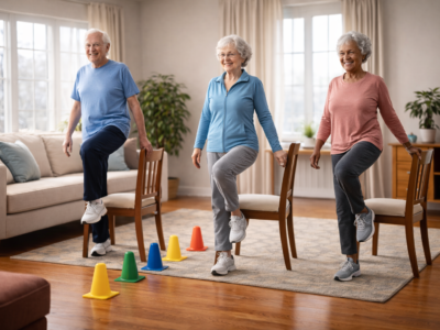 Indoor exercise for seniors, winter fitness